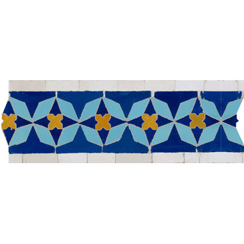 Mosaic House Moroccan tile Diamond 15-13-18-1 Cobalt Blue Light Turquoise Yellow White  zellige, mosaic, zellij, border, glaze, classic 